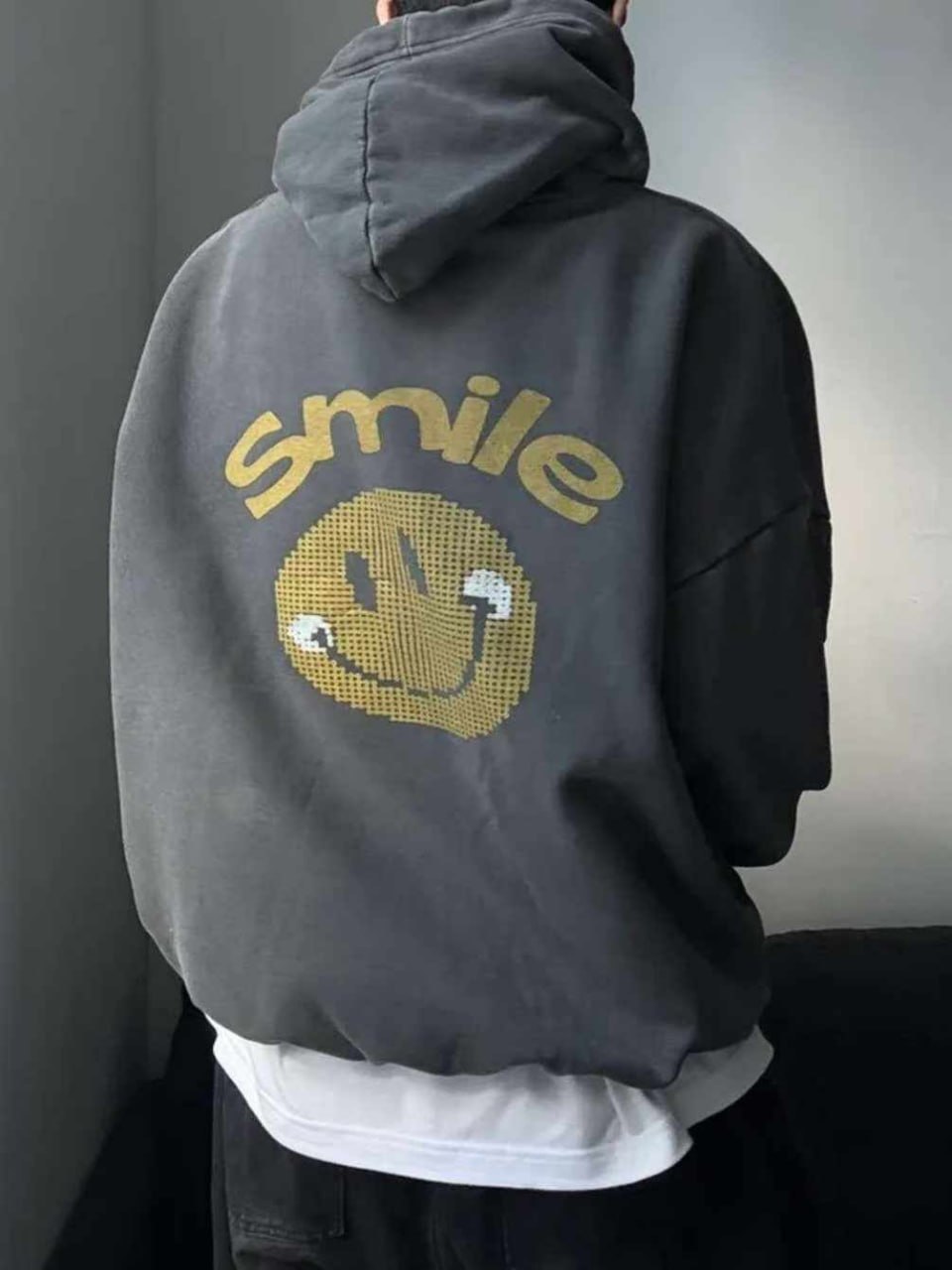 Винтажное худи оверсайз «Smile Combo» с двухсторонним принтом