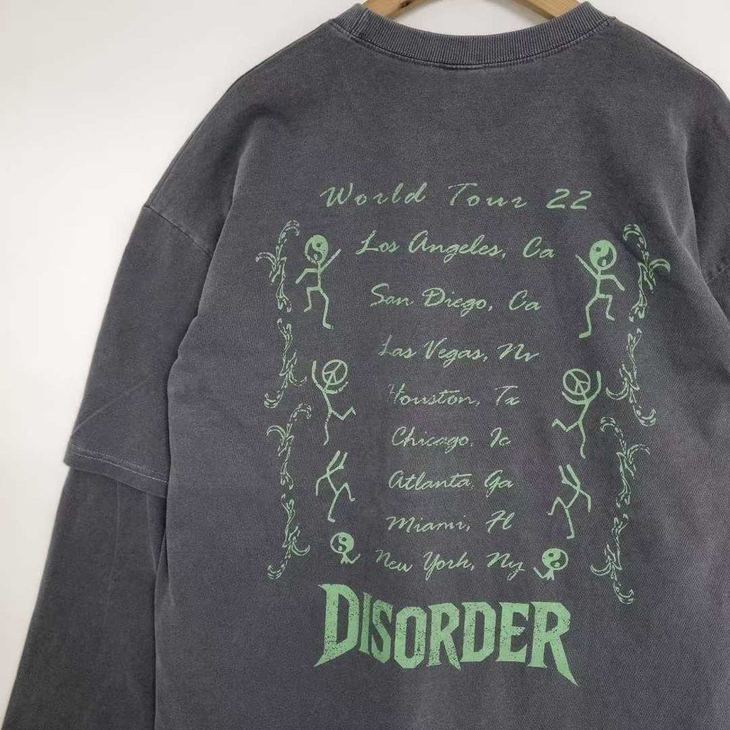 Лонгслив-двойка «Disorder World Tour» Acid Wash Oversized