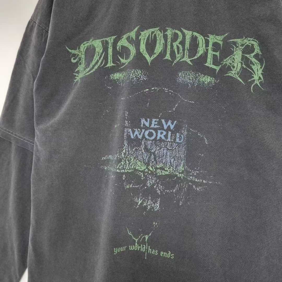 Лонгслив-двойка «Disorder World Tour» Acid Wash Oversized