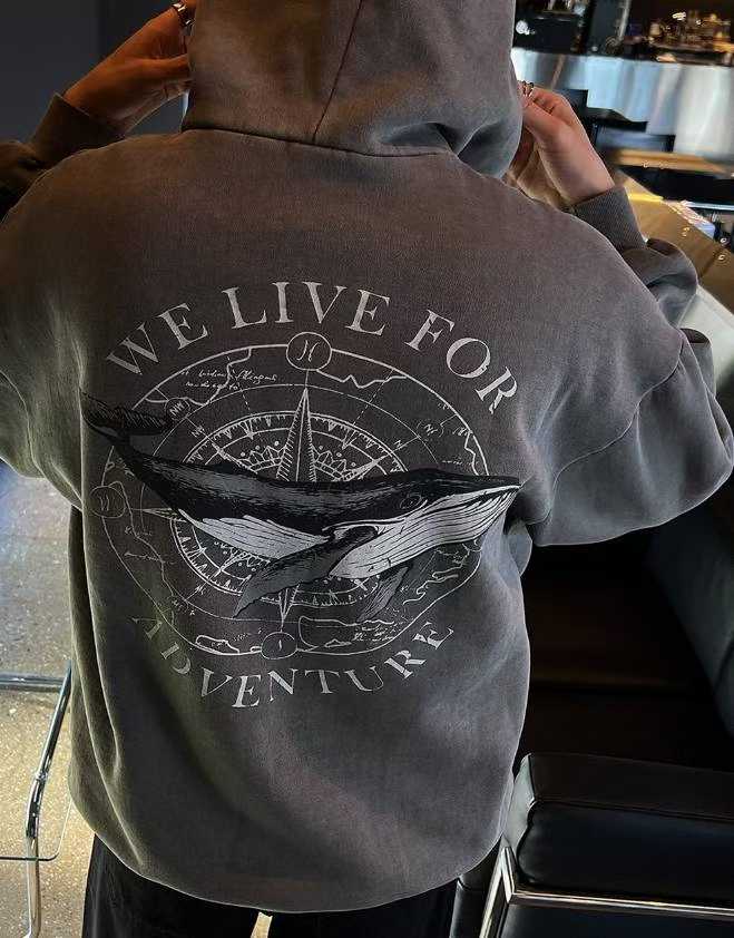 Худи «We Live for Adventure» Acid Wash Oversized