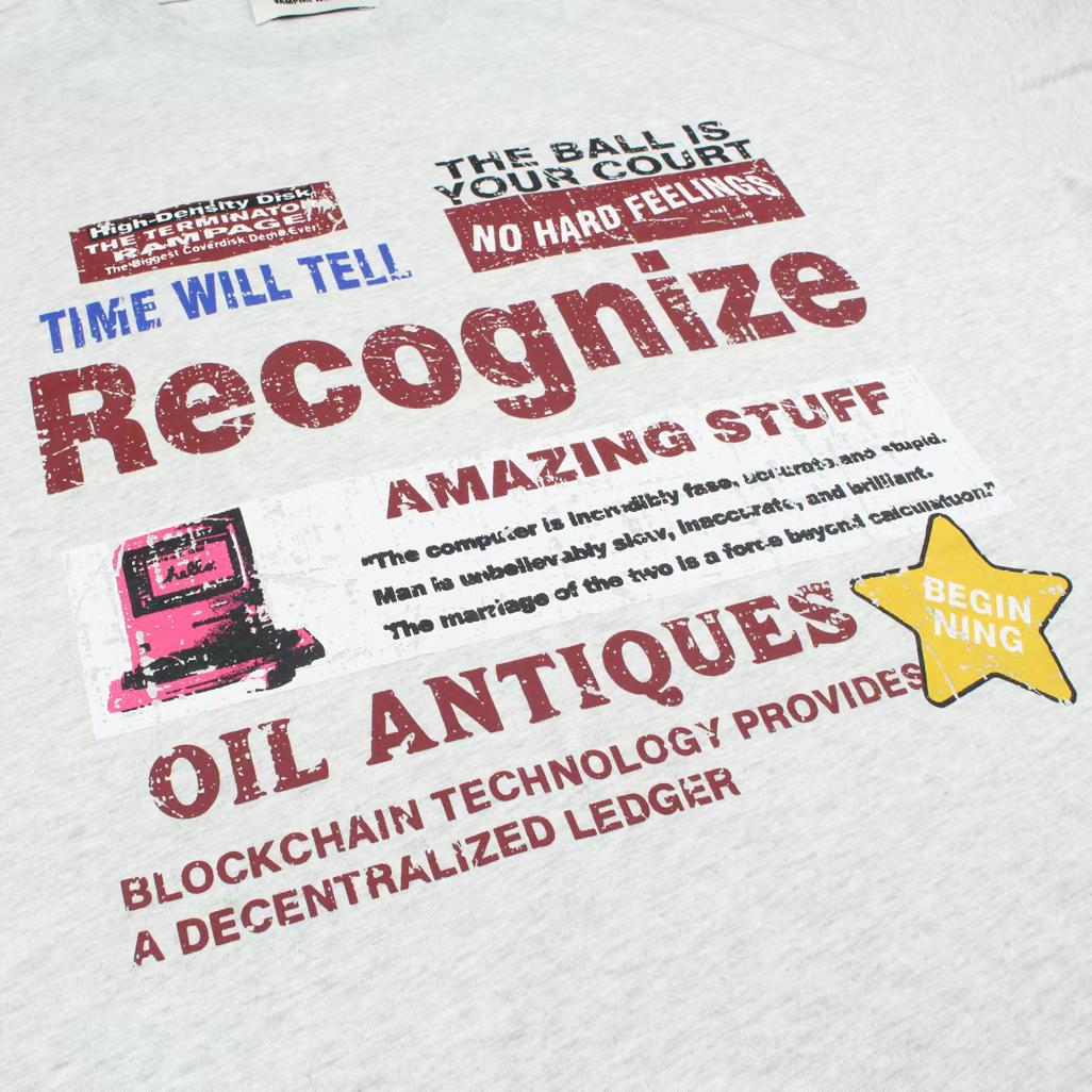Футболка оверсайз «Recognize / Oil Antiques» с винтажным коллажем