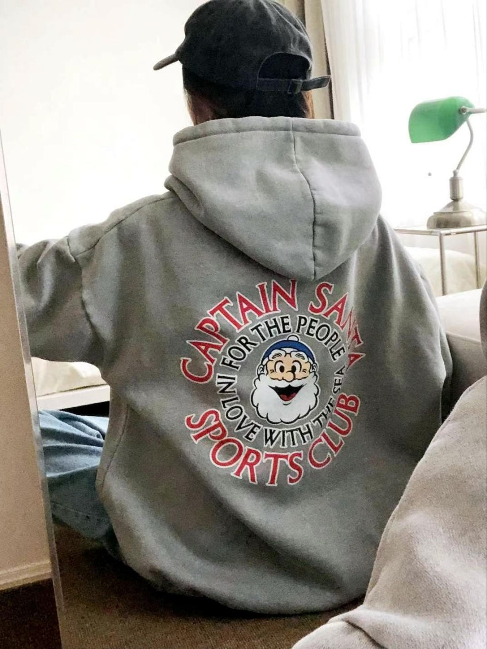 Винтажное худи оверсайз «Captain Santa Sports Club» с принтом на спине