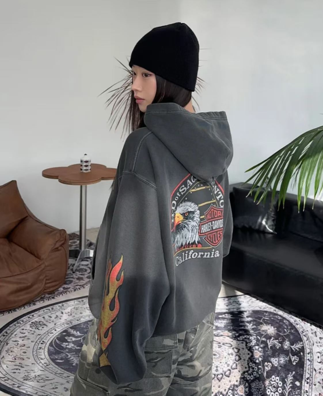Harley-Davidson Sacramento California Flames Vintage Hoodie