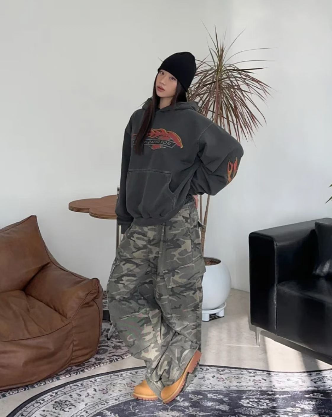 Harley-Davidson Sacramento California Flames Vintage Hoodie