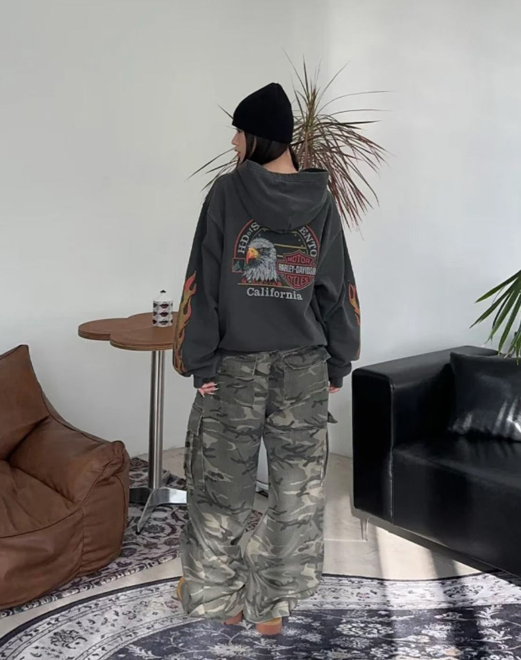 Harley-Davidson Sacramento California Flames Vintage Hoodie