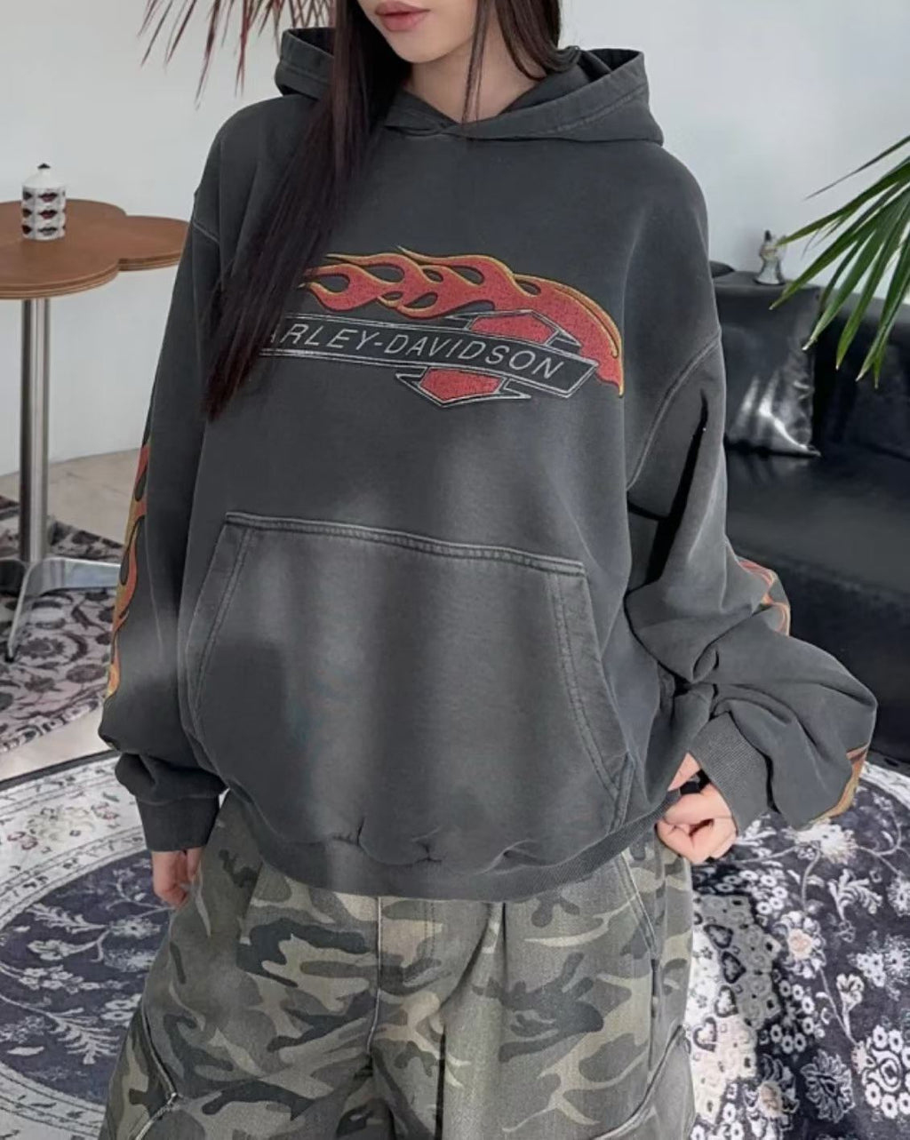 Harley-Davidson Sacramento California Flames Vintage Hoodie