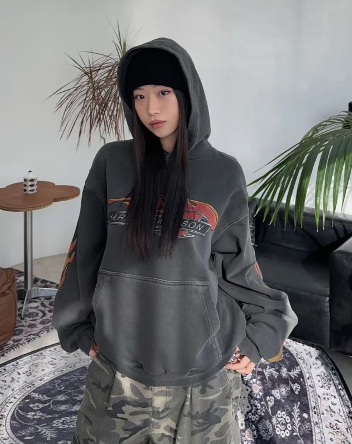 Harley-Davidson Sacramento California Flames Vintage Hoodie