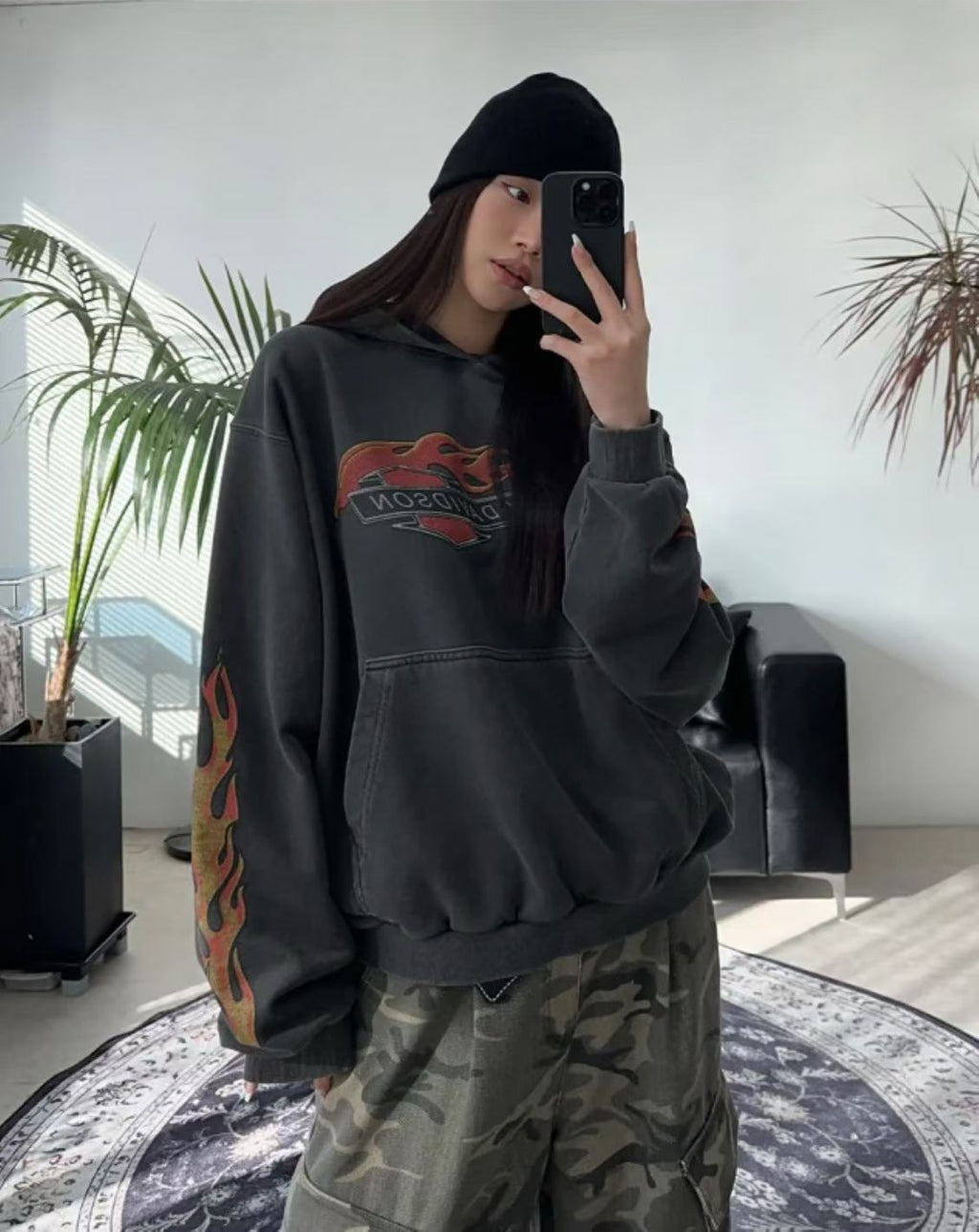 Harley-Davidson Sacramento California Flames Vintage Hoodie