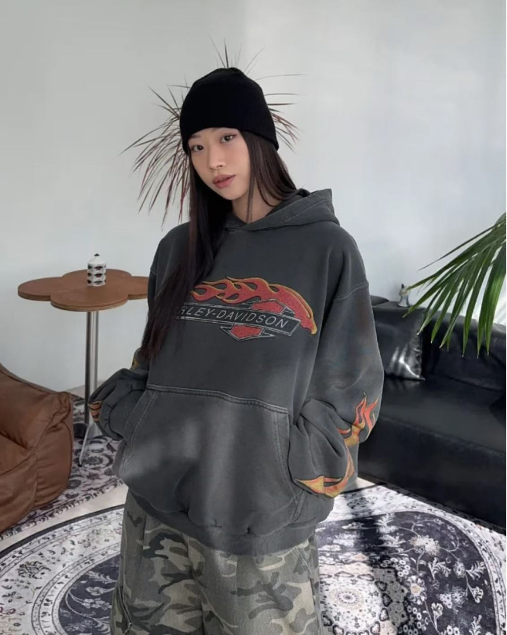 Harley-Davidson Sacramento California Flames Vintage Hoodie