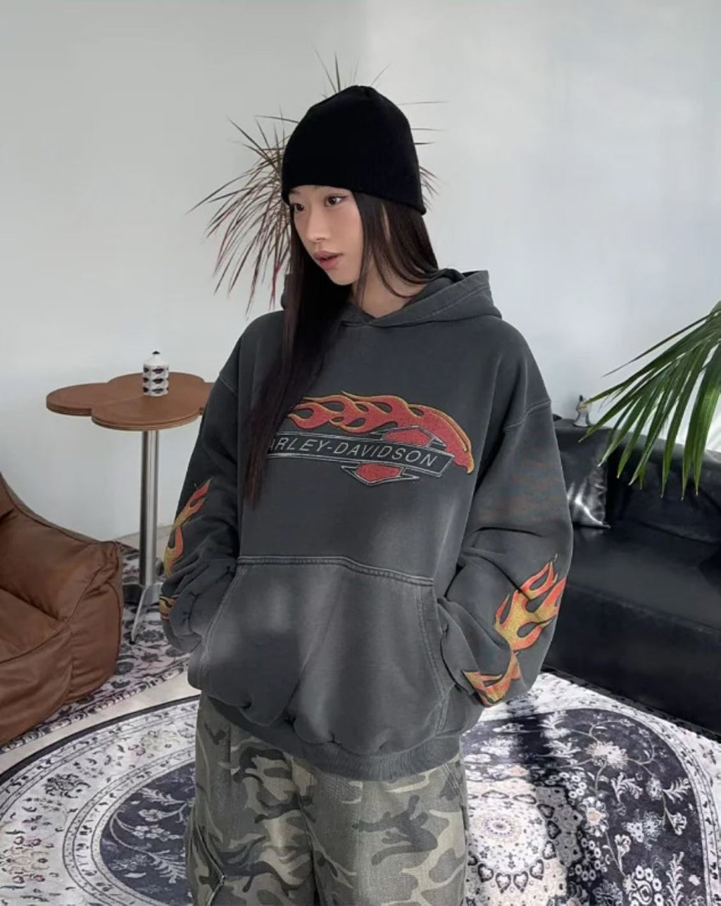 Harley-Davidson Sacramento California Flames Vintage Hoodie