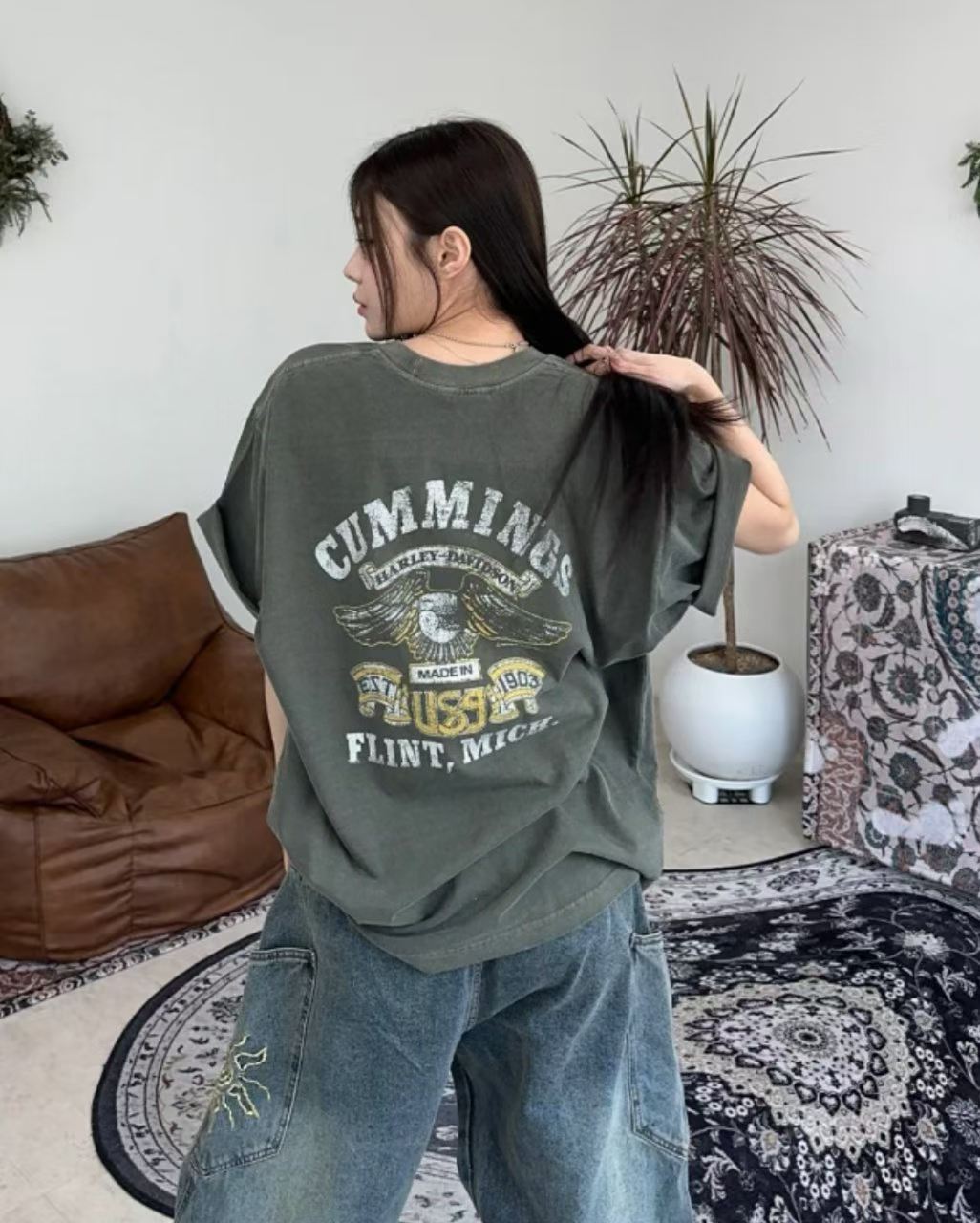 Harley-Davidson Eagle Wings Skull Vintage Washed Tee