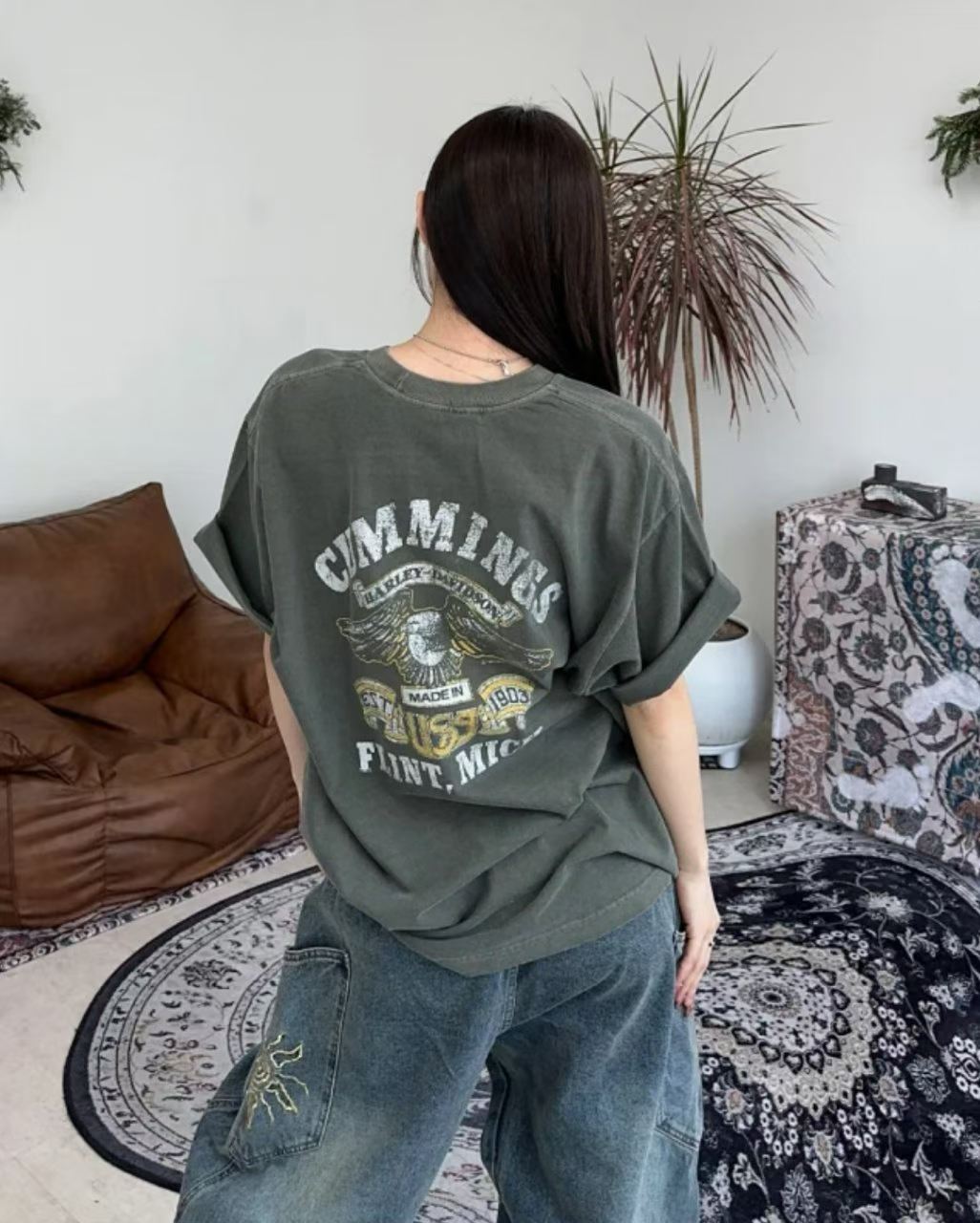 Harley-Davidson Eagle Wings Skull Vintage Washed Tee