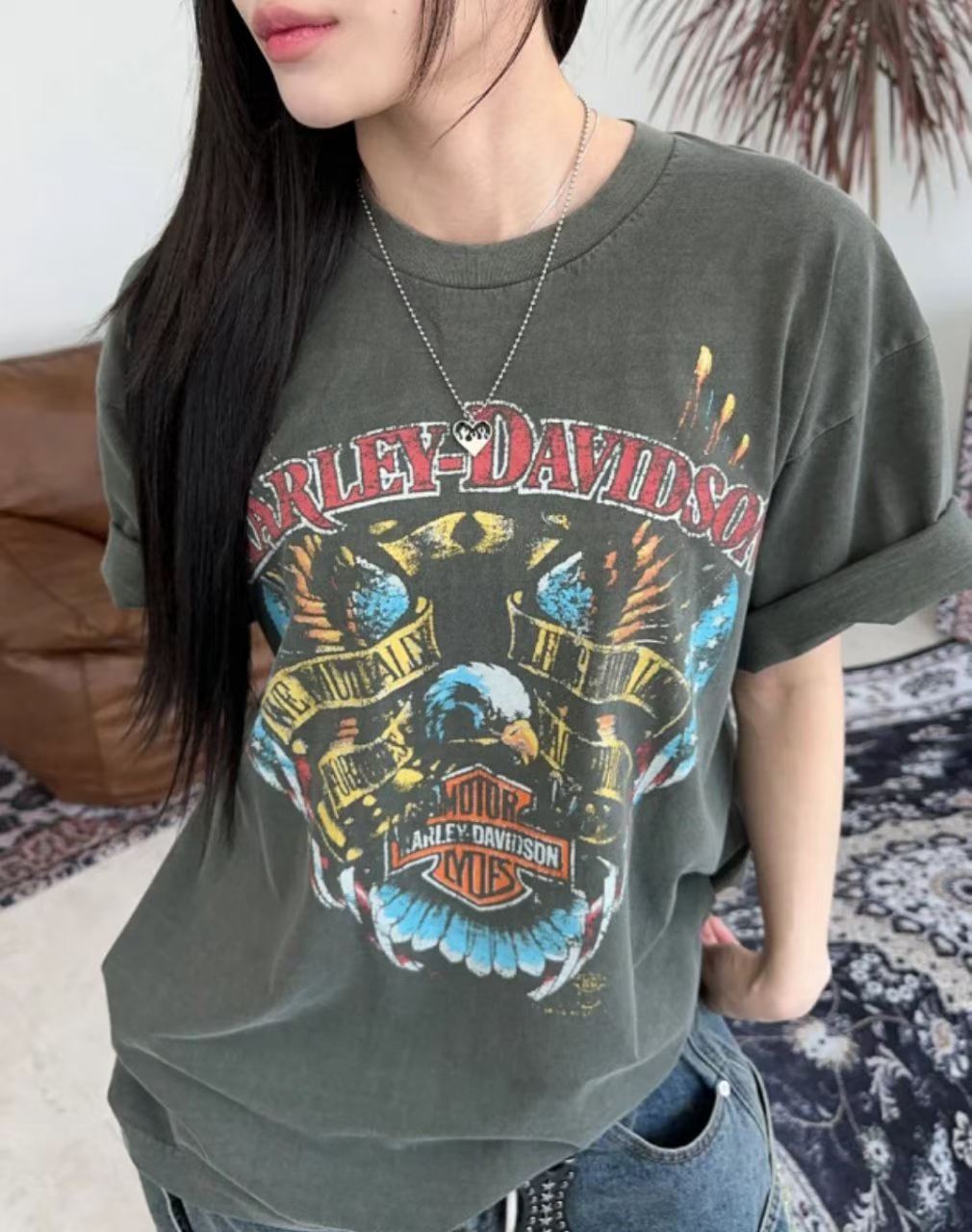 Harley-Davidson Eagle Wings Skull Vintage Washed Tee