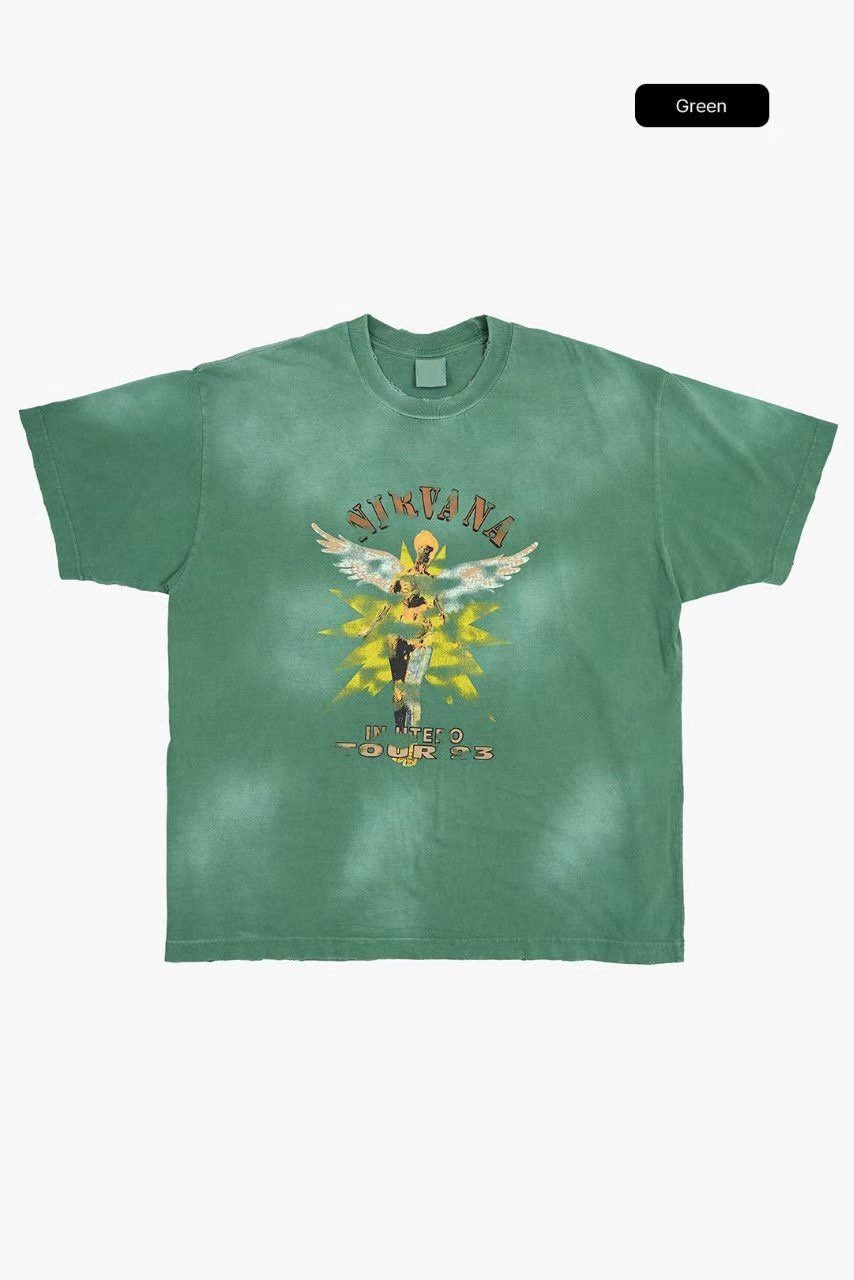 Nirvana In Utero World Tour 93-94 Archive Vintage Washed Tee