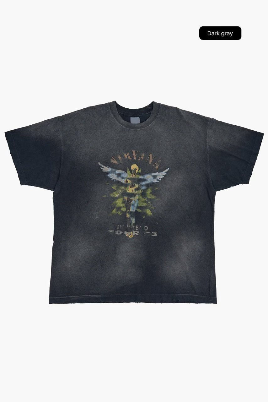 Nirvana In Utero World Tour 93-94 Archive Vintage Washed Tee