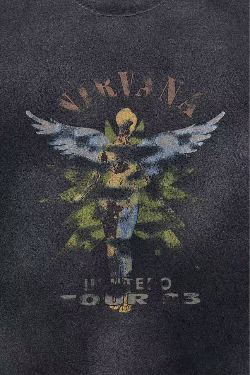 Nirvana In Utero World Tour 93-94 Archive Vintage Washed Tee